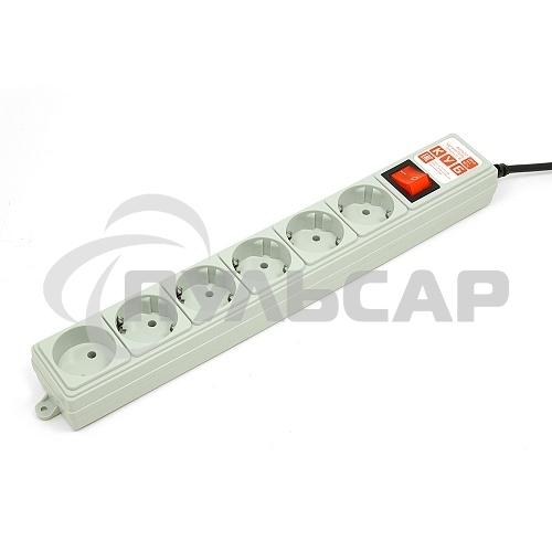 Фильтр-удлинитель Power Cube 1,9 м 6 розеток (серый) 10А/2,2кВт