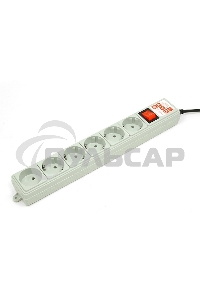 Фильтр-удлинитель Power Cube 1,9 м 6 розеток (серый) 10А/2,2кВт