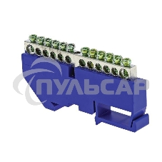 Шина нулевая N 6х9 12 отвер. никель син. изолятор на DIN-рейку PROxima EKF sn1-63-12-d