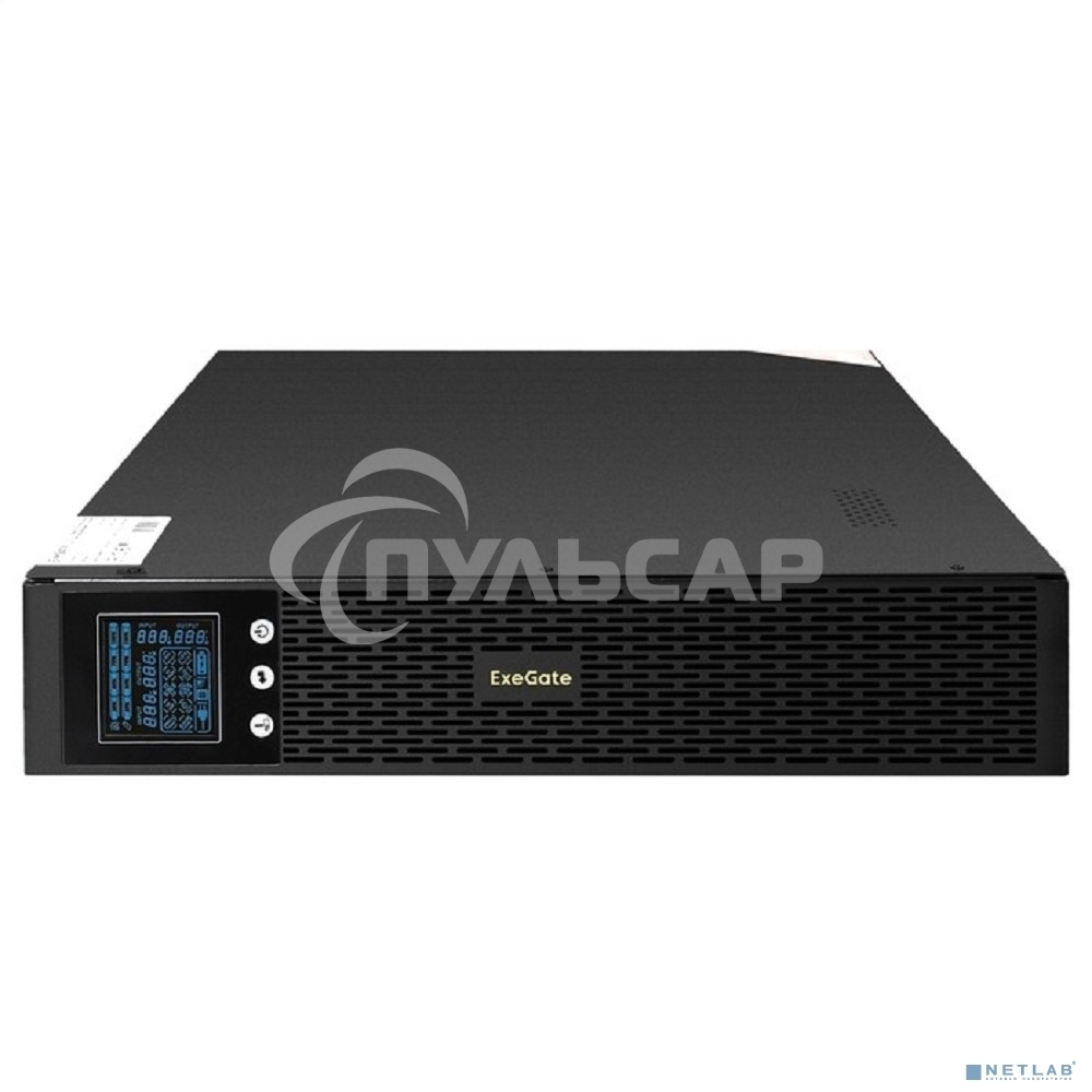 Источник бесперебойного питания Pure Sine Wave ExeGate SinePower UHB-3000.LCD.AVR.1SH.4C13.RJ.USB.2U 3000VA/2400W, LCD, AVR, 1*Schuko+4*C13, RJ45/11, USB, Rackmount 2U/Tower, металлический корпус, черный