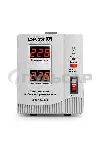 Стабилизатор напряжения ExeGate Expert AS-500 (500ВА, вход 140...260В, двойная цифр. индикация вход/вых. напряжения, выход 220В±8%, КПД 98%, 5 уровней защиты, задержка, метал. корпус, евророзетка, RTL)