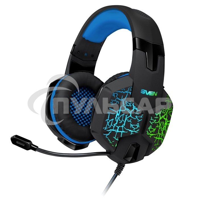 Гарнитура SVEN AP-U980MV, черный-синий (USB, LED, 7.1, 2.2m)