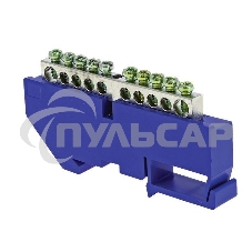 Шина нулевая N 6х9 10 отвер. никель син. изолятор на DIN-рейку PROxima EKF sn1-63-10-d