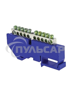 Шина нулевая N 6х9 10 отвер. никель син. изолятор на DIN-рейку PROxima EKF sn1-63-10-d