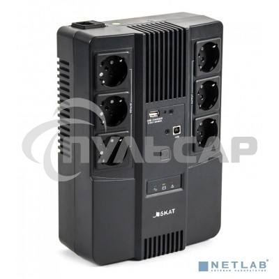 Источник бесперебойного питания Бастион SKAT-UPS 600 AI 220В 360Вт 1АКБ 7А·ч внутр. меандр. стаб-ция напр-я. 6 выходов (8998)