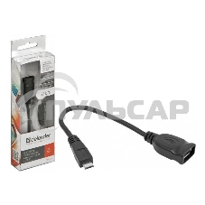 Кабель-переходник Defender microUSB (M) - USB (F) /для подкл. устр. USB Flash, HDD, мыши, и и т.д./ поддерж. режим OTG.