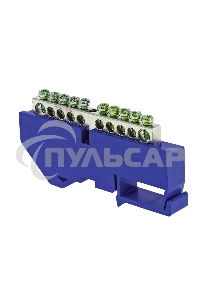 Шина нулевая N 6х9 10 отвер. никель син. изолятор на DIN-рейку PROxima EKF sn1-63-10-d