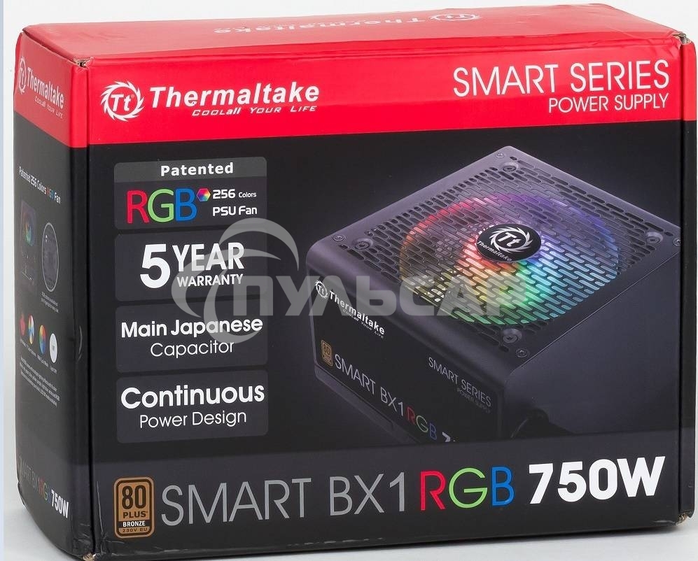 Блок питания Thermaltake Smart PS-SPR-0750NHSABE-1, 750Вт, 80 PLUS Bronze, 120мм, черный