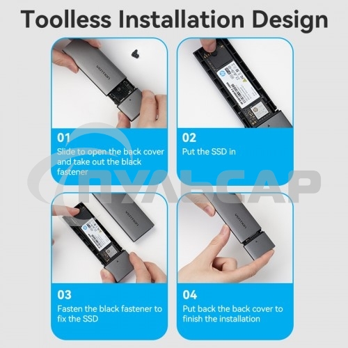 Корпус для SSD Vention USB 3.1 Gen 2-C M.2 NVMe Серый