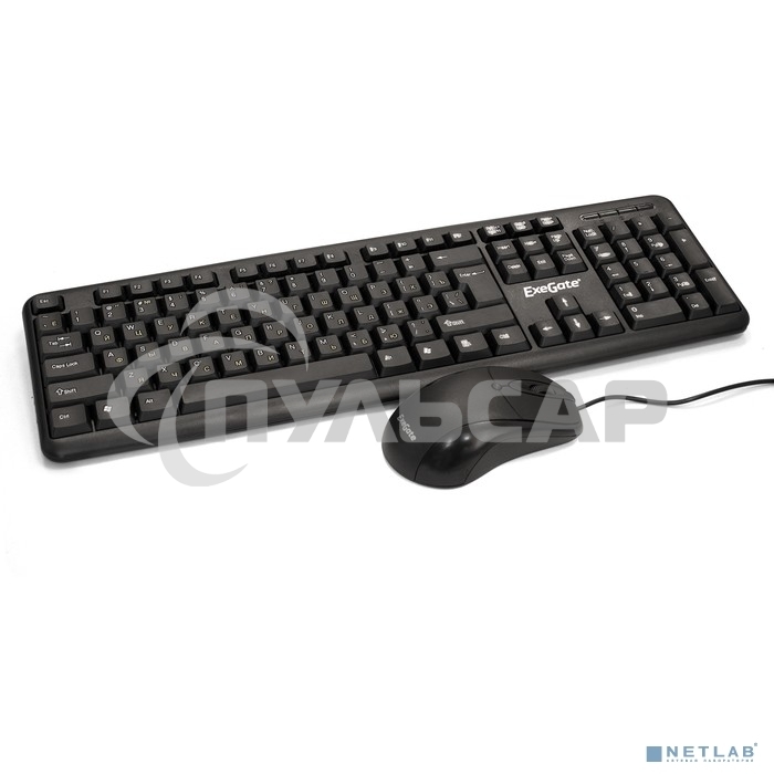 Комплект клавиатура + мышь ExeGate EX287139RUS Professional Standard Combo MK120-OEM (клавиатура влагозащищенная 104кл. + мышь оптическая 1000dpi, 3 кнопки и колесо прокрутки; USB, длина кабелей 1.3м, черный, ОЕМ)