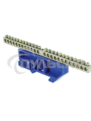 Шина нулевая N 6х9 24 отвер. никель син. изолятор на DIN-рейку PROxima EKF sn1-63-24-d