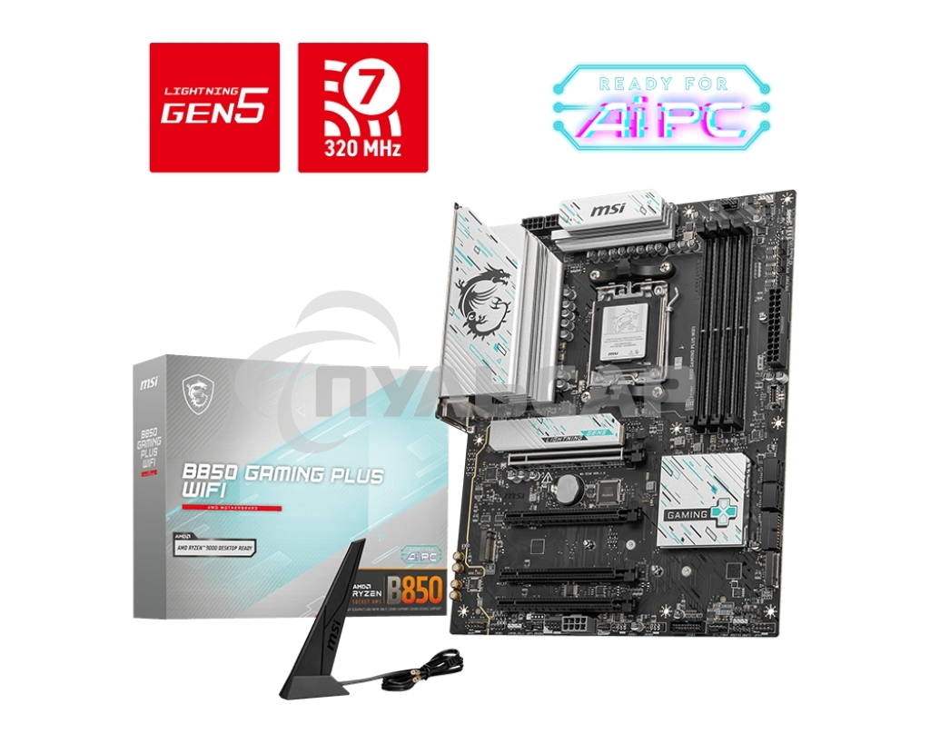 Материнская плата MSI B850 GAMING PLUS WIFI SocketAM5 AMD B850 4xDDR5 ATX AC`97 8ch(7.1) 5Gigabit RAID+DP