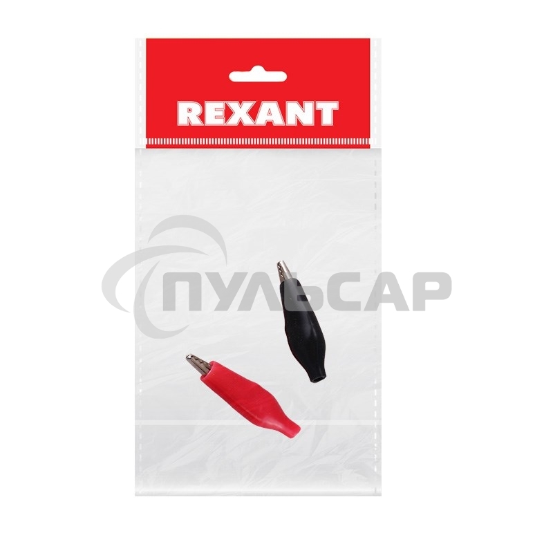 Зажим крокодил в изоляторе Rexant, длина 40 мм, ток 5A, 2 шт., пакет БОПП