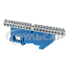 Шина нулевая N 6х9 20 отвер. никель син. изолятор на DIN-рейку PROxima EKF sn1-63-20-d