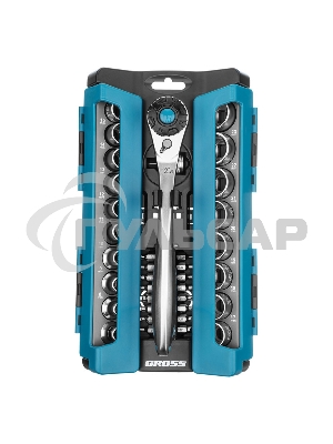 Набор торцевых головок, трещотка 120 зубьев, 36 предметов GROSS 14145