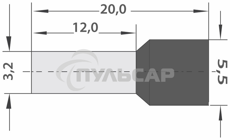 Наконечник штыревой втулочный изолированный F-18 мм 4 мм² (НШВи 4.0-18) серый Rexant