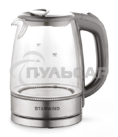 Чайник электрический Starwind SKG2315 1.7л. 2200Вт серый/серебристый (корпус: стекло)