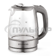 Чайник электрический Starwind SKG2315 1.7л. 2200Вт серый/серебристый (корпус: стекло)