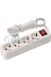 Удлинитель LEZARD 720-0403-402с/з 4входа 3м с выключателем серии LILA