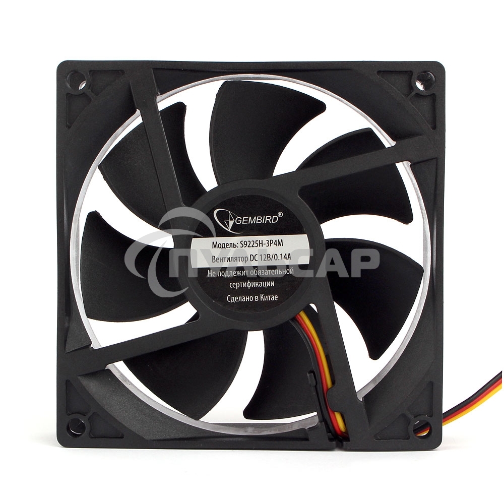 Вентилятор для корпуса Gembird 17608 черный, 92 мм, 2000 об/мин, 22.5 дБ, 3 pin