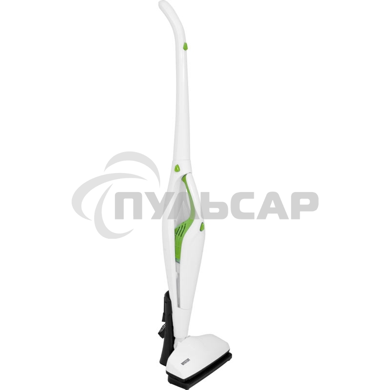 Пылесос вертикальный Mystery MVC-1118 белый/зеленый, питание от аккумулятора, 300 Вт, уборка сухая, пылесборник 0.5 л, работа от АКБ max 30 мин