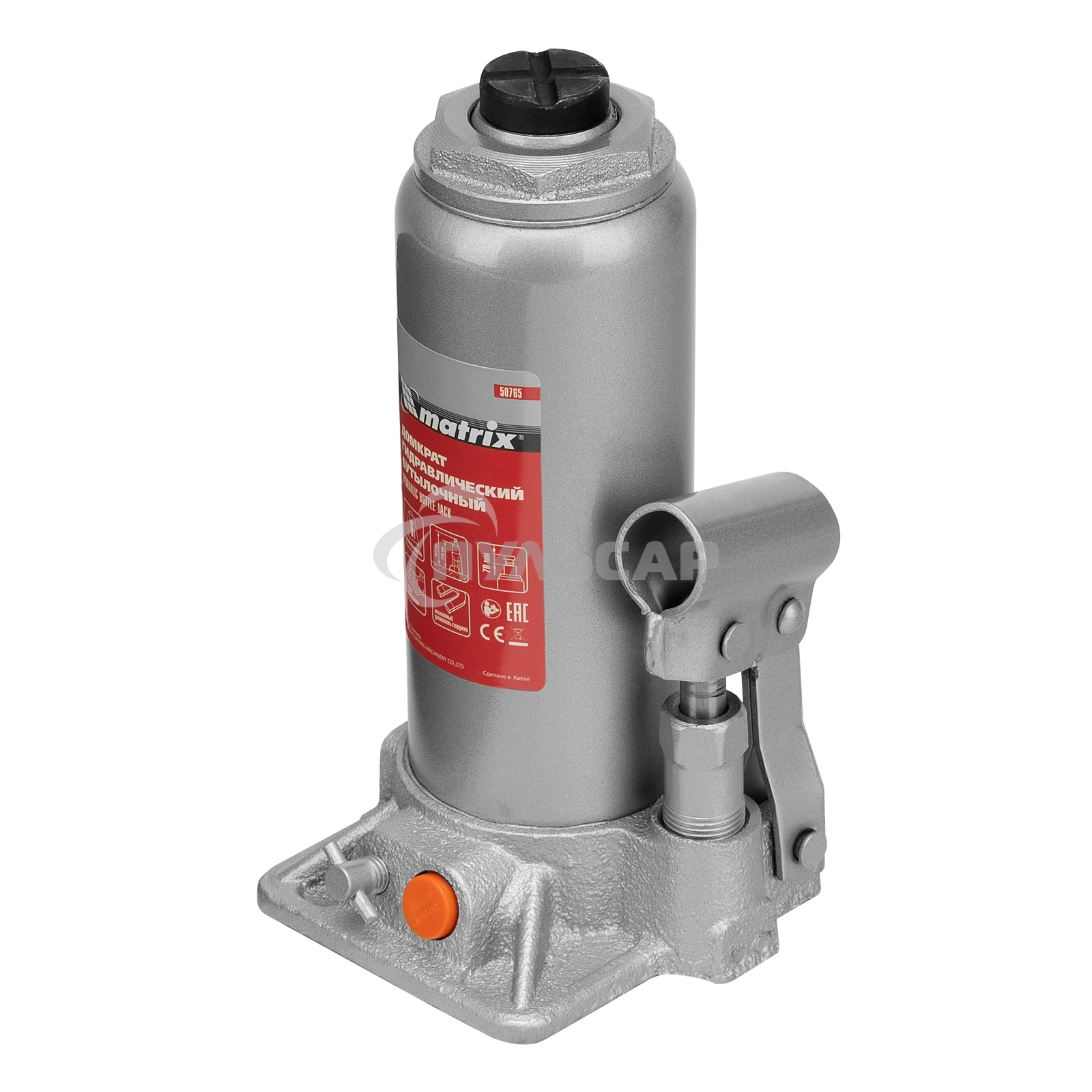 Домкрат гидравлический бутылочный Matrix, 6 т, h подъема 216–413 мм