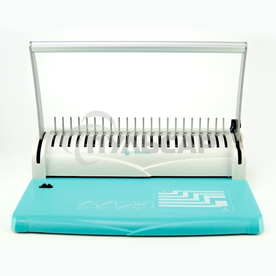 Переплетчик Heleos БП13п бирюзово-белый (БП13ПББ) A4/перф.13л.сшив/макс.450л./пластик.пруж. (6-51мм)