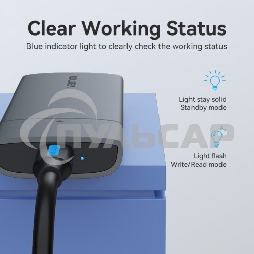 Корпус для SSD Vention USB 3.1 Gen 2-C M.2 NVMe Серый