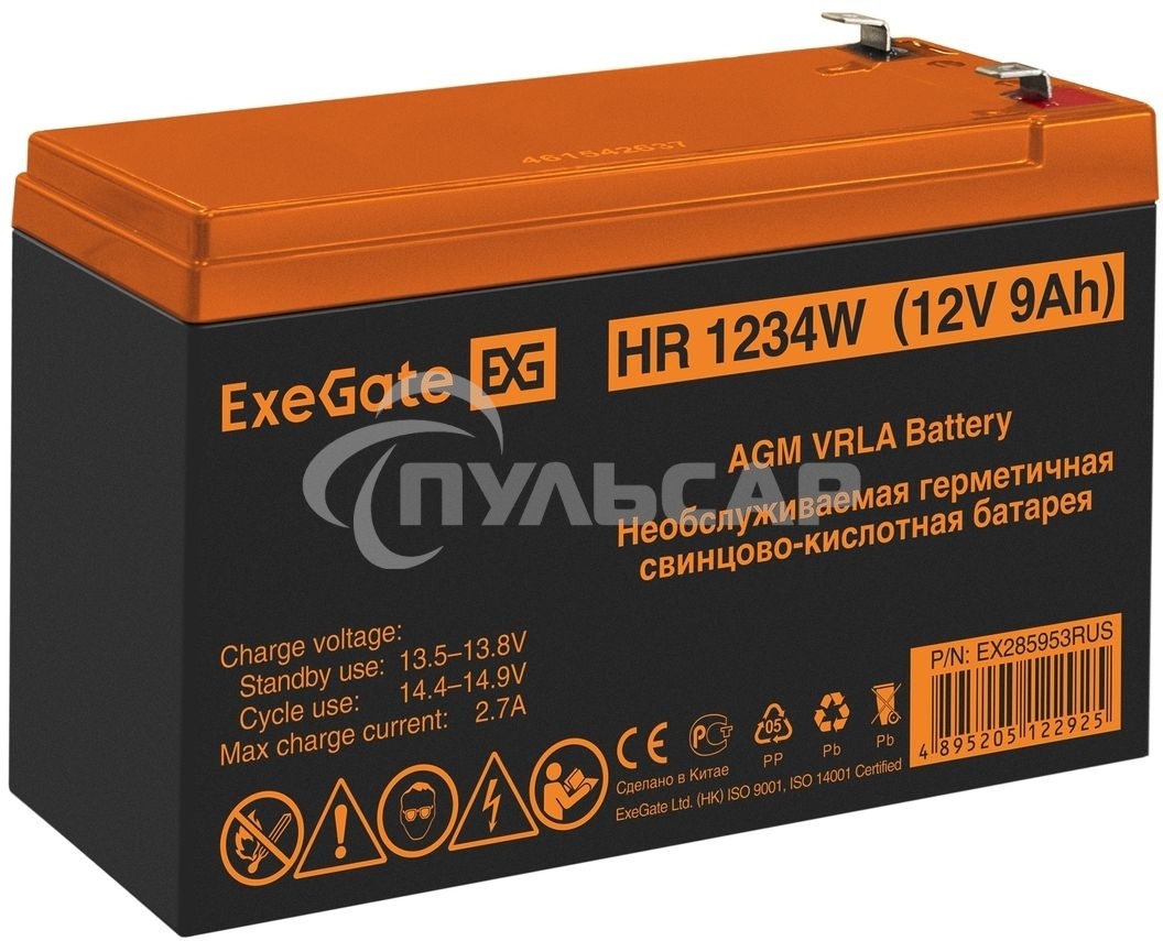 Батарея ExeGate EX285953RUS HR1234W (12V 9Ah, клеммы F2)