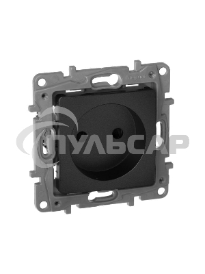 Розетка 2К на винтах, защ. шт., антрацит ETIKA