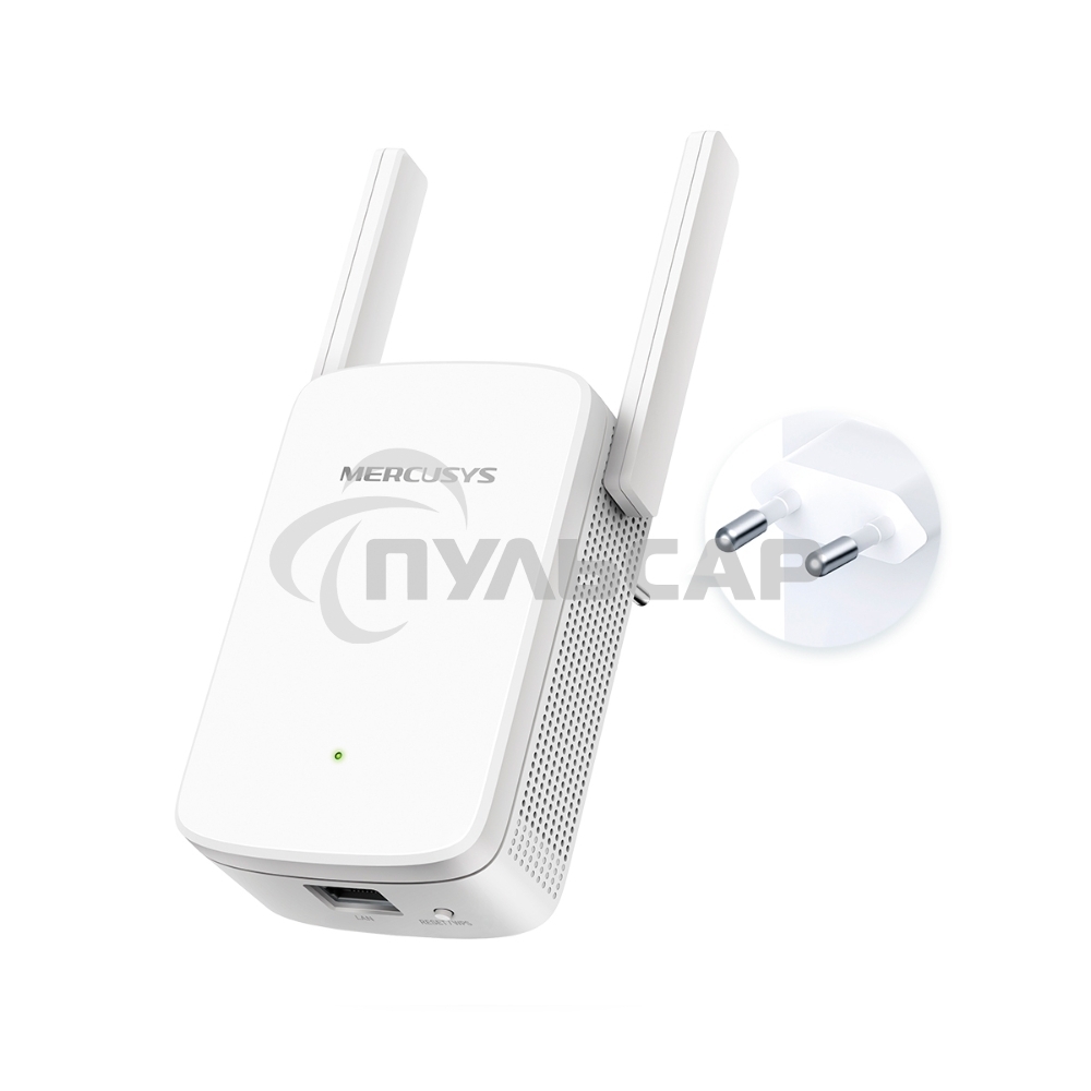 Усилитель сигнала Mercusys ME30 AC1200 Wi-Fi Range Extender, 300 Mbps at 2.4 GHz + 867 Mbps at 5 GHz, 1 x 10/100 LAN, 2× Fixed External Antennas, Wall Plugged, WPS/Reset Button, Signal Indicator, Range Extender/Access Point mode, Adaptive Path Selection