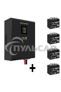 Комплект ИБП EX296004RUS + батарея 33Aч EX282974RUS 4шт (инвертор, синус, для котла, настенный) ExeGate FineSine SX-5000.LCD.AVR.2SH.T <5000VA/3500W, чистая синусоида, цветной LCD-дисплей, AVR, 2*Schuko+клеммы, линейно-интерактивный, крепление настенное, 