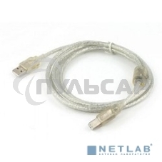Кабель Cablexpert USB2.0 Pro, AM/BM, 0,75м, экран, 2 феррит.кольца, прозрачный (CCF-USB2-AMBM-TR-0.75M)