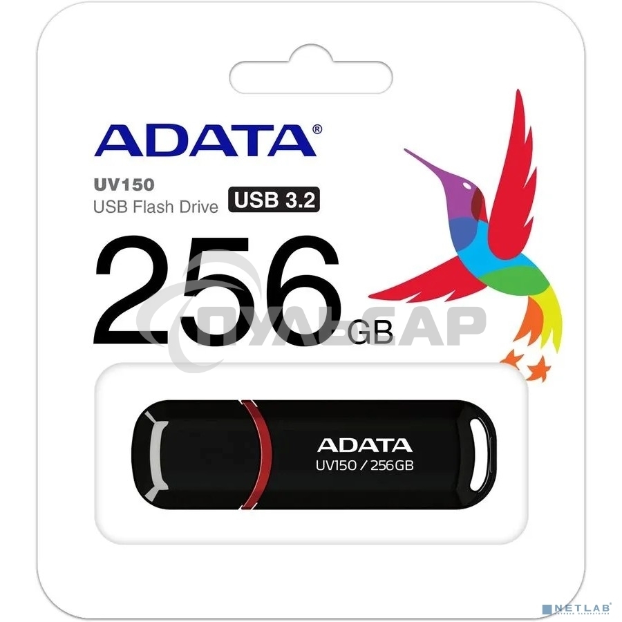Флешка USB ADATA UV150 (AUV150-256G-RBK), 256 Gb, USB 3.0, R/W 100/30, черный