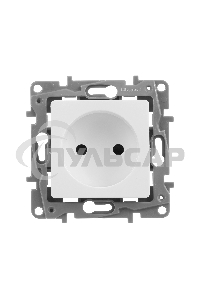 Розетка 2К винт., защ.шт., белый  ETIKA Розетка 2К винт., защ.шт., белый