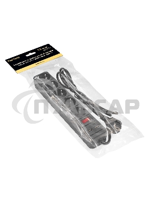 Сетевой фильтр-удлинитель с USB зарядкой ExeGate SP-5-USB-1.8B (5 евророзеток с заземлением, 2 USB-A 2A, 1.8м, защита от перегрузки, выключатель с подсветкой, черный)