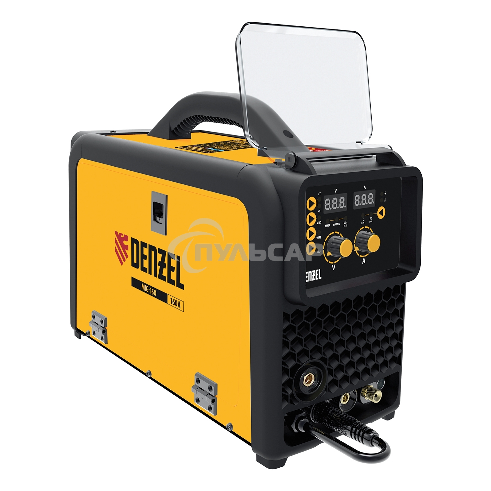 Аппарат инверторный полуавтоматической сварки MIG-160, 160 А, ПВ 60%, катушка 5 кг Denzel