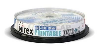 Диск DVD+R Mirex 4.7 Gb, 16x, Cake Box (10), Ink Printable (10/300)