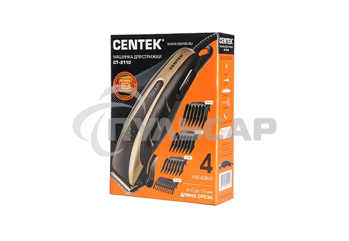 Машинка для стрижки Centek CT-2110 (черный/золотой) титановые ножи, прорезиненный корпус