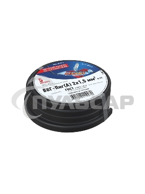 Кабель силовой медный ВВГ-Пнг(А) 2x1,5 мм², длина 5 метров, ГОСТ 31996-2012, ТУ 16-705.499-2010 Rexant