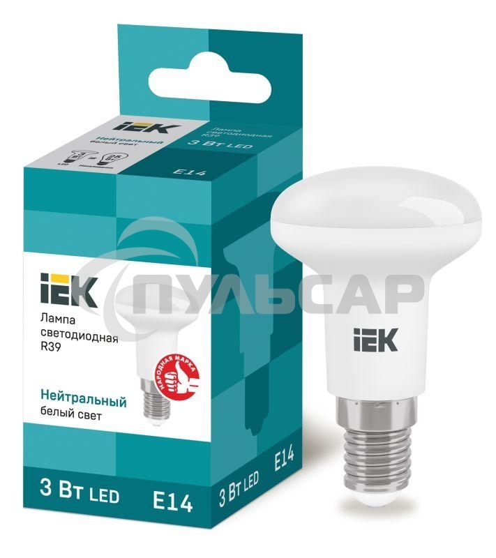 Лампа светодиодная ECO R39 3Вт 4000К белый E14 270лм 230-240В ИЭК LLE-R39-3-230-40-E14