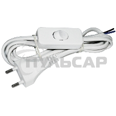 Шнур УШ-1КВ опрессованный с вилкой со встроенным выключателем 2х0,75/2метра, белый ИЭК