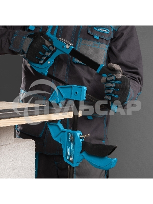 Струбцина реечная,быстрозажимная,пистолетного типа,пошаг.механизм,пластиковый корпус,150мм Gross