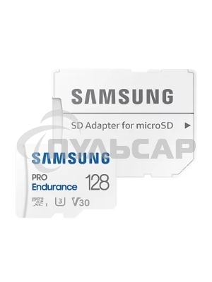 Флеш карта microSDXC 128Gb Samsung PRO Endurance (для видеорегистратора) Class 10, UHS-I, W 30 МБ/с, R 100 МБ/с, MB-MJ128KA/APC адаптер на SD