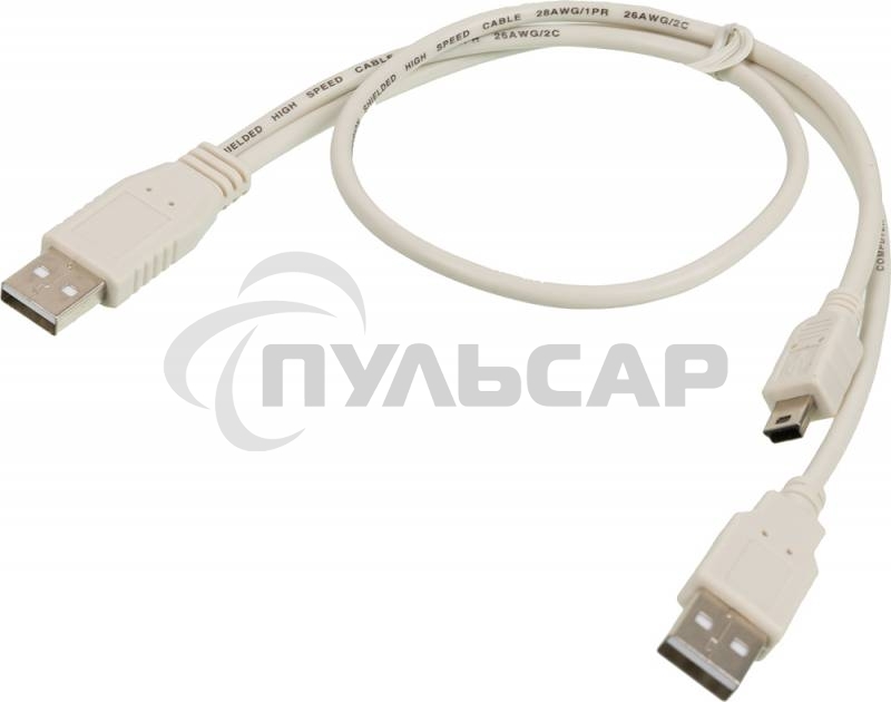 Kабель USB2.0 Ningbo mini (5pin)-A 0,5m +доп.питание A(0.3m)