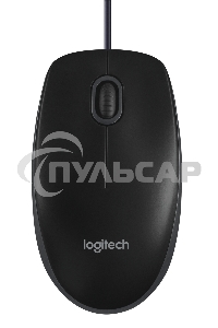 Мышь проводная Logitech B100 черный, 1000 dpi, USB, кнопки - 3