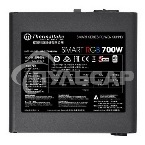 Блок питания Thermaltake Smart RGb (PS-SPR-0700NHSAWE-1), 700Вт, 80 PLUS, 120мм, черный