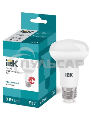 Лампа светодиодная ECO R63 8Вт 4000К белый E27 720лм 230-240В ИЭК LLE-R63-8-230-40-E27