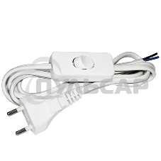 Шнур УШ-1КВ опрессованный с вилкой со встроенным выключателем 2х0,75/2метра, белый ИЭК