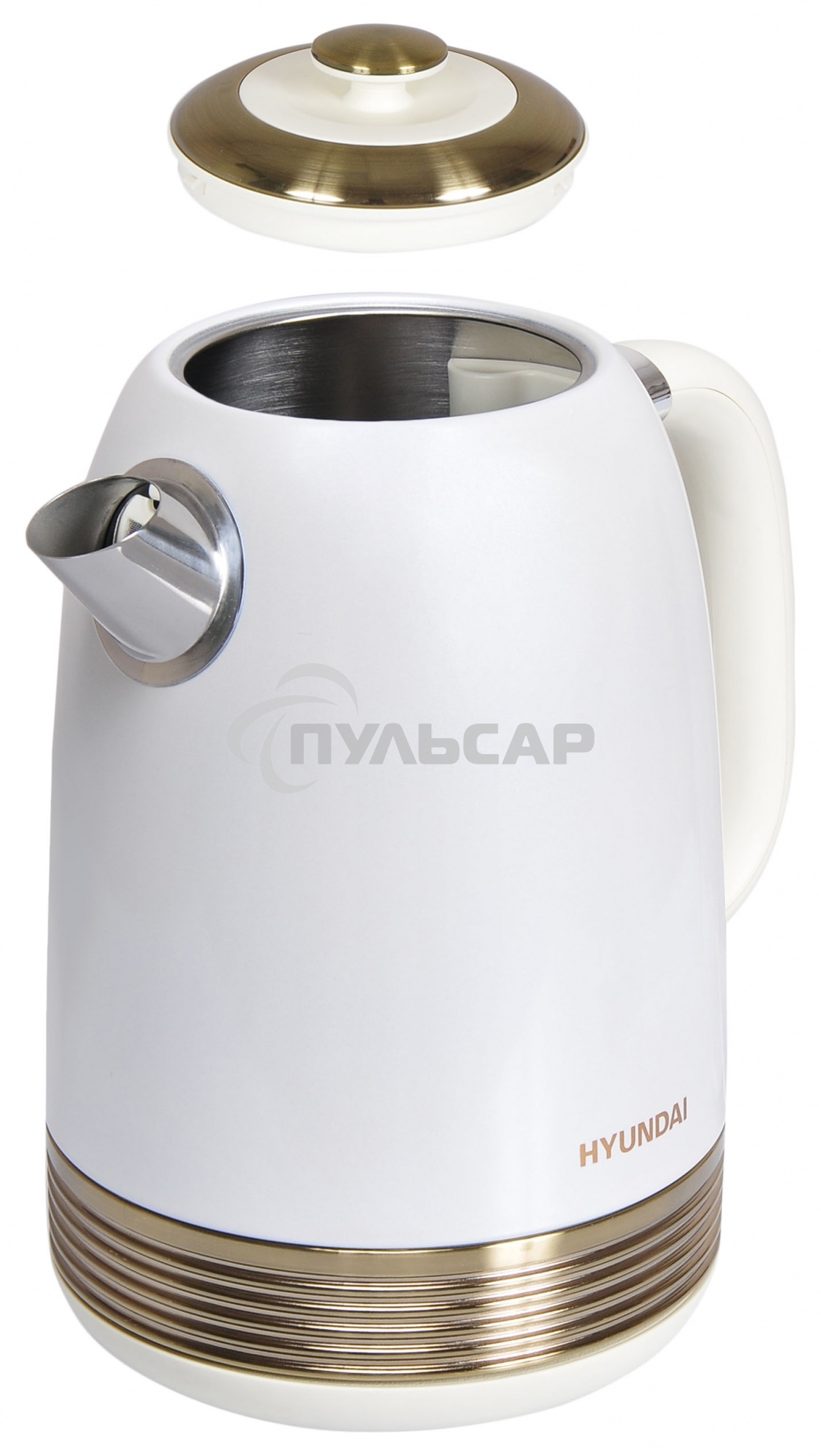 Чайник электрический Hyundai HYK-S4500 1.7л. 2200Вт жемчужный/золотистый (корпус: нержавеющая сталь/пластик)